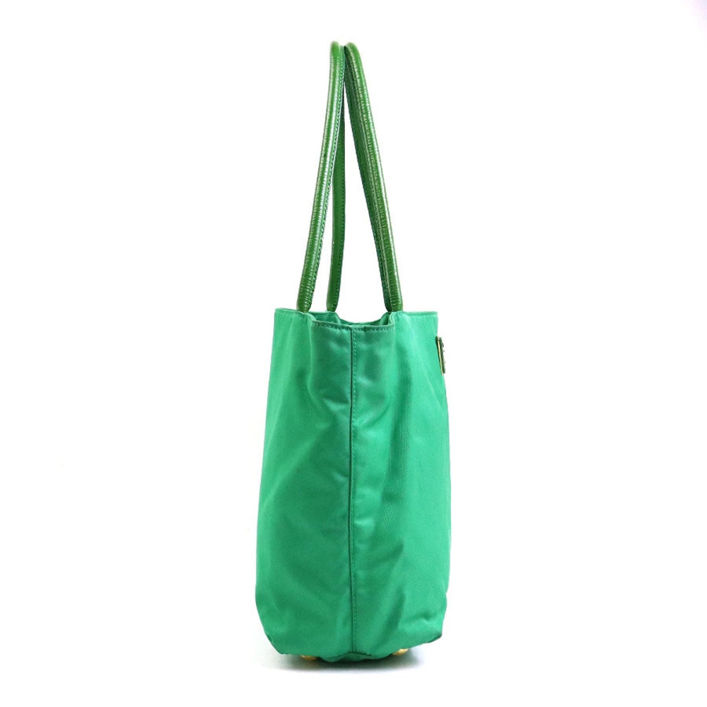 Prada Gold Vernis Bag Patent Tote Shoulder Leather Green Gold Green